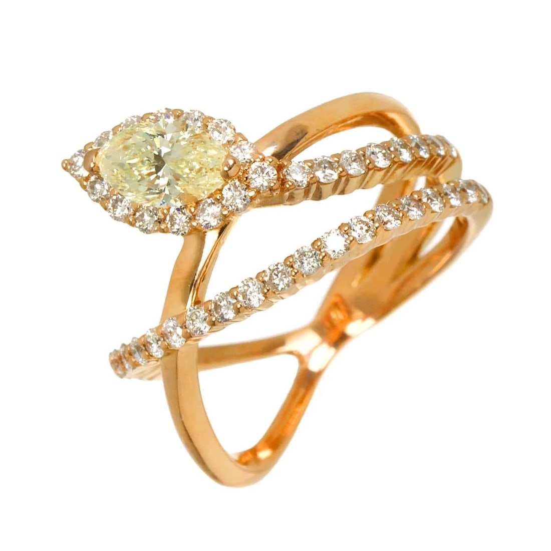DIAMOND RING PINK GOLD 750: Diamond Ring Pink Gold 750 Brand: Unbranded Type/Style: Ring Material: 750 Pink Gold, Main Stone Natural Color: Pink Gold Size: 5.25-5.5(US) Accessories: None Accessories Notice: When purchasing