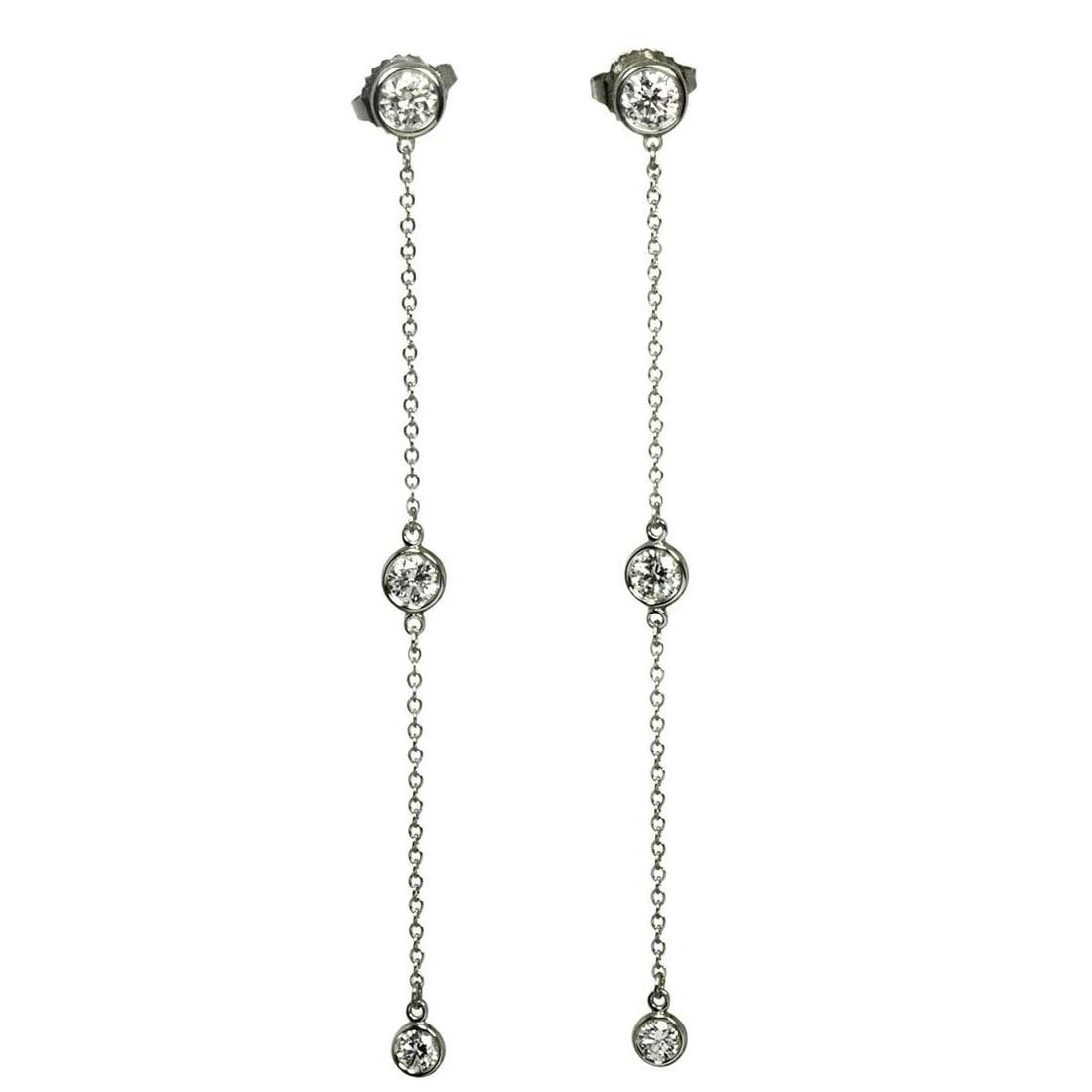 TIFFANY CO. DIAMOND EARRINGS PIERCED: TIFFANY Co. Diamond Earrings Pierced Brand: TIFFANY Co. Type/Style: Earrings Material: PT950, Main Stone Natural Color: Platinum Size: W 5 x H 68mm Accessories: None Accessories Notice: When