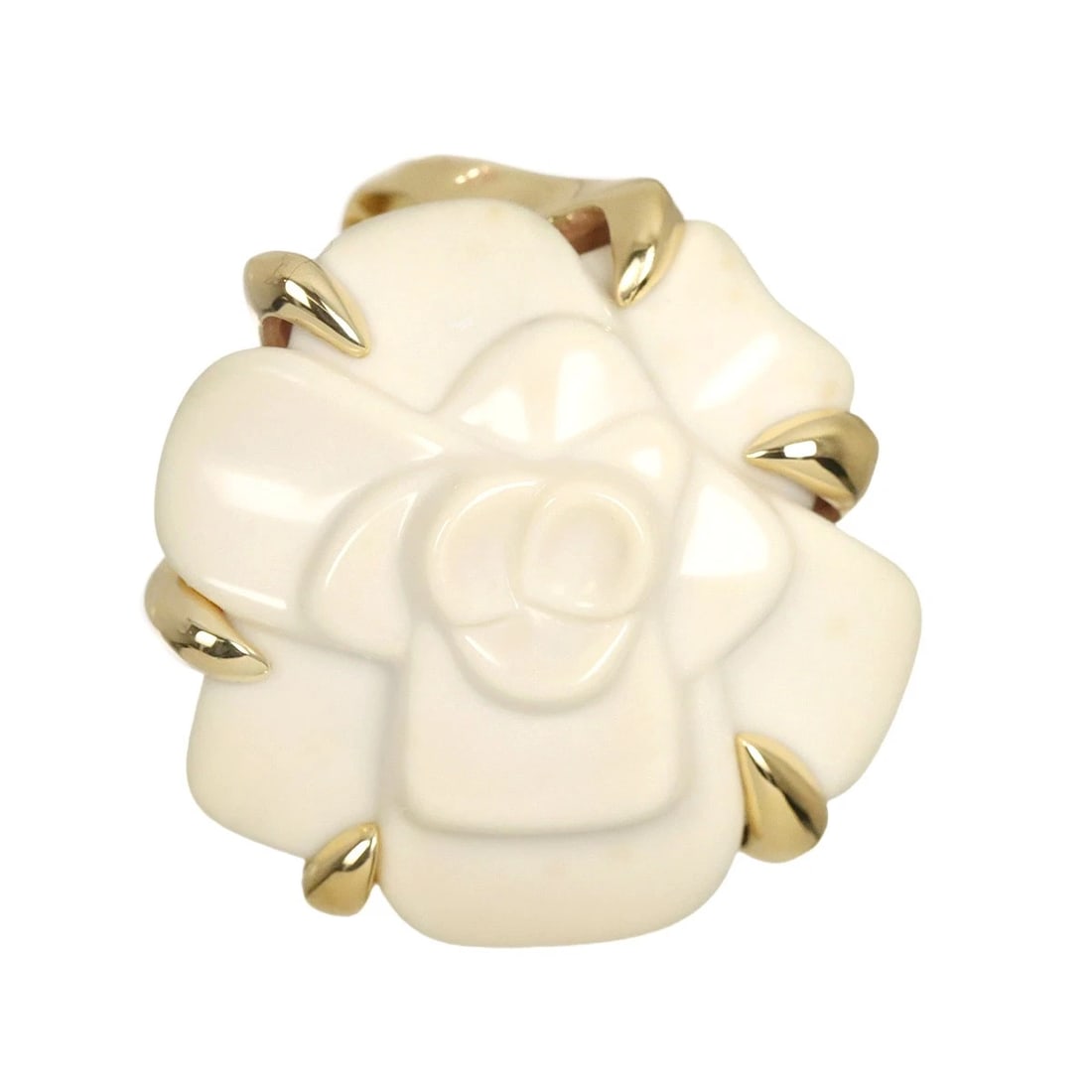 CHANEL CAMELLIA PENDANT TOP CACHOLONG YELLOW GOLD 750: CHANEL Camellia Pendant Top Cacholong Yellow Gold 750 Brand: CHANEL Type/Style: Pendant Material: 750 Yellow Gold, Color: Yellow Gold Size: W 28.4 x H 29.8mm Thickness:12.8mm bail:(inside dimension)