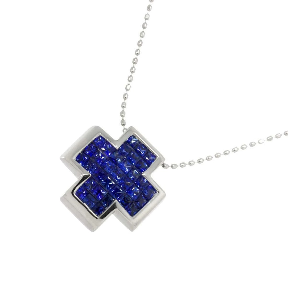 MASUMI KASAHARA SAPPHIRE CROSS NECKLACE: Masumi Kasahara Sapphire Cross Necklace Brand: Masumi Kasahara Type/Style: Necklace Material: 750 White Gold, Main Stone Sapphire Color: White Gold Size: internal circumference of the chain:17.7inch