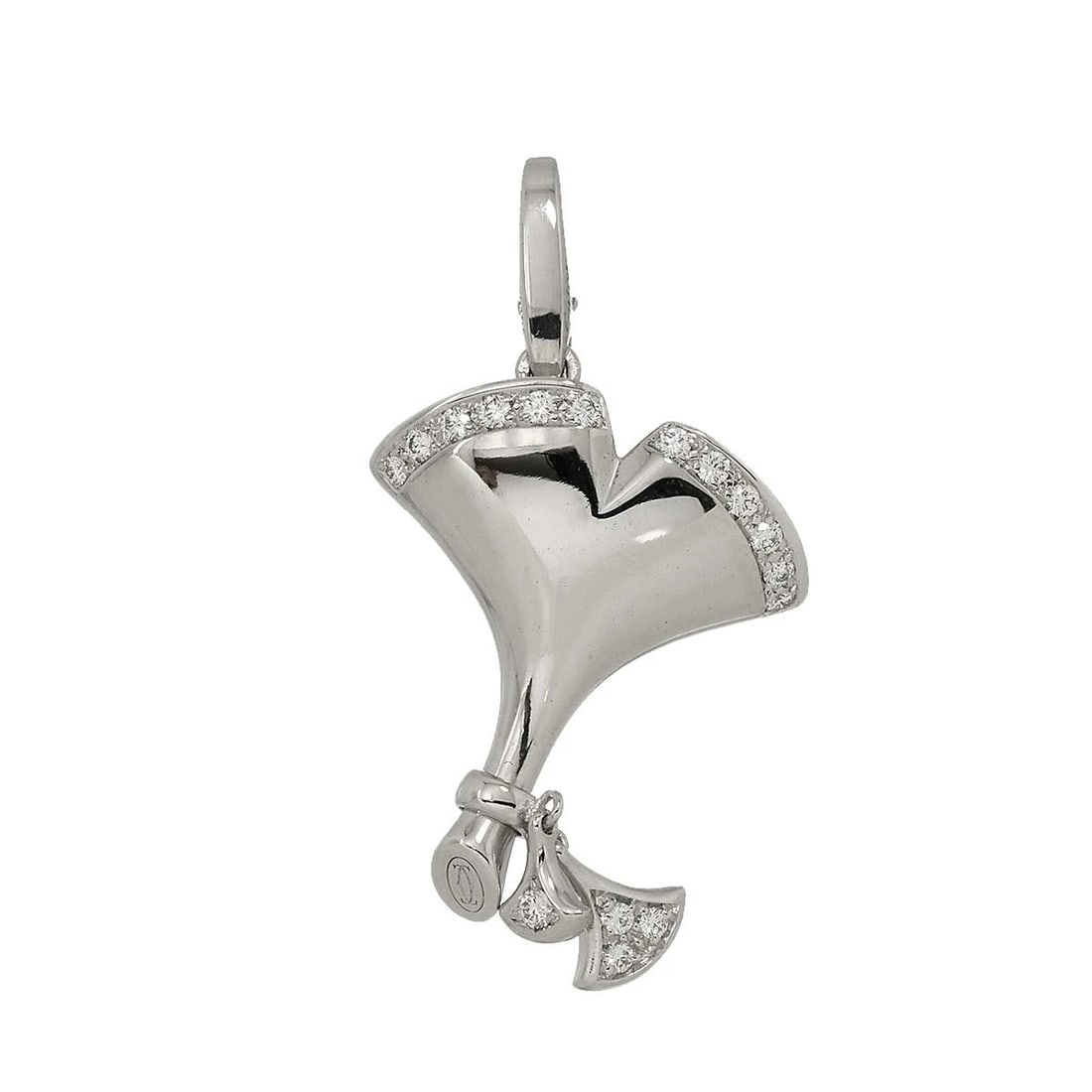 CARTIER GINKGO DIAMOND CHARM PENDANT WHITE GOLD 750: Cartier Ginkgo Diamond Charm Pendant White Gold 750 Brand: Cartier Type/Style: Pendant Material: 750 White Gold, Main Stone Natural Color: White Gold Size: W21 x H39.3mm(full length) Thickness:6mm