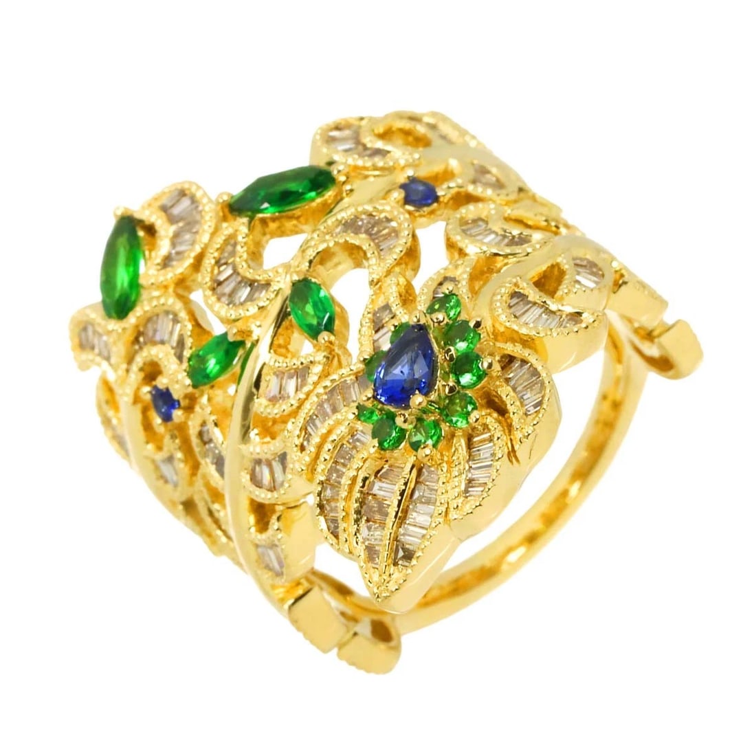 SAPPHIRE DIAMOND GARNET RING YG (1 of 6)