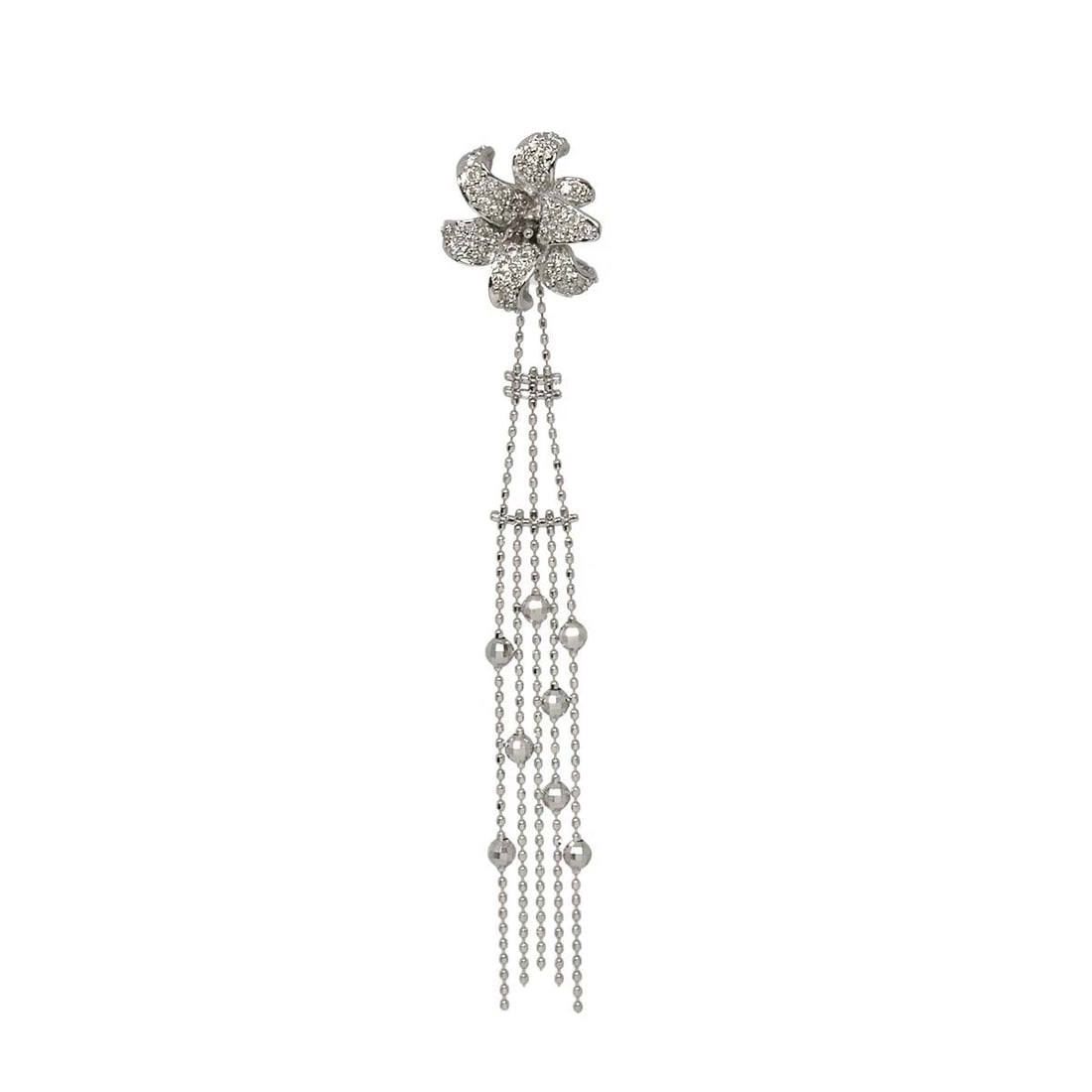 DIAMOND EARRING PIERCED WG 750: Diamond Earring Pierced WG 750 Brand: Unbranded Type/Style: Earrings Material: 750 White Gold, Color: White Gold Size: W 15.2 x H 73.4mm Accessories: None Accessories Notice: When purchasing