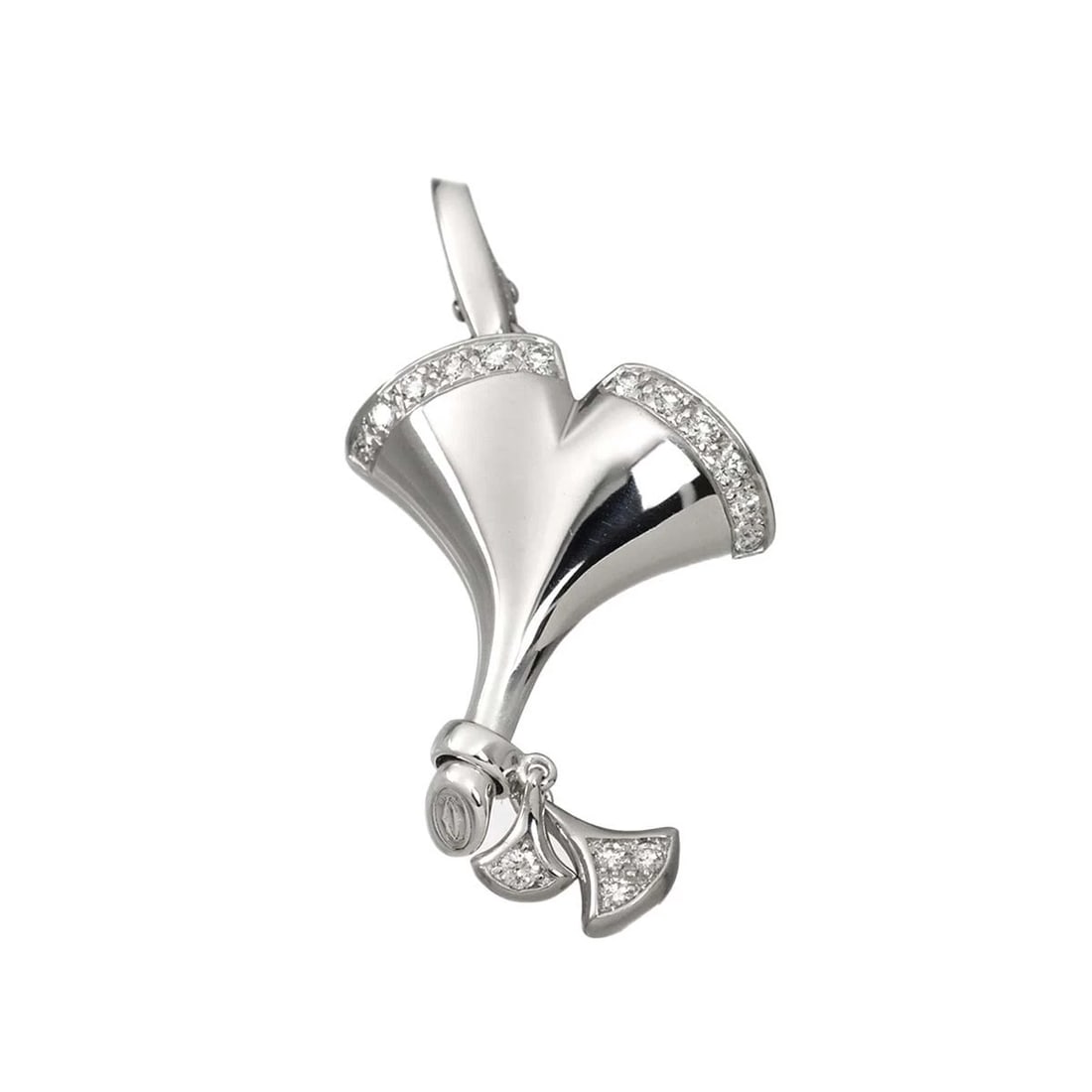 CARTIER GINKGO DIAMOND CHARM PENDANT WHITE GOLD 750: Cartier Ginkgo Diamond Charm Pendant White Gold 750 Brand: Cartier Type/Style: Pendant Material: 750 White Gold, Main Stone Natural Color: White Gold Size: W 20.6 x H 38.8mm(full length)