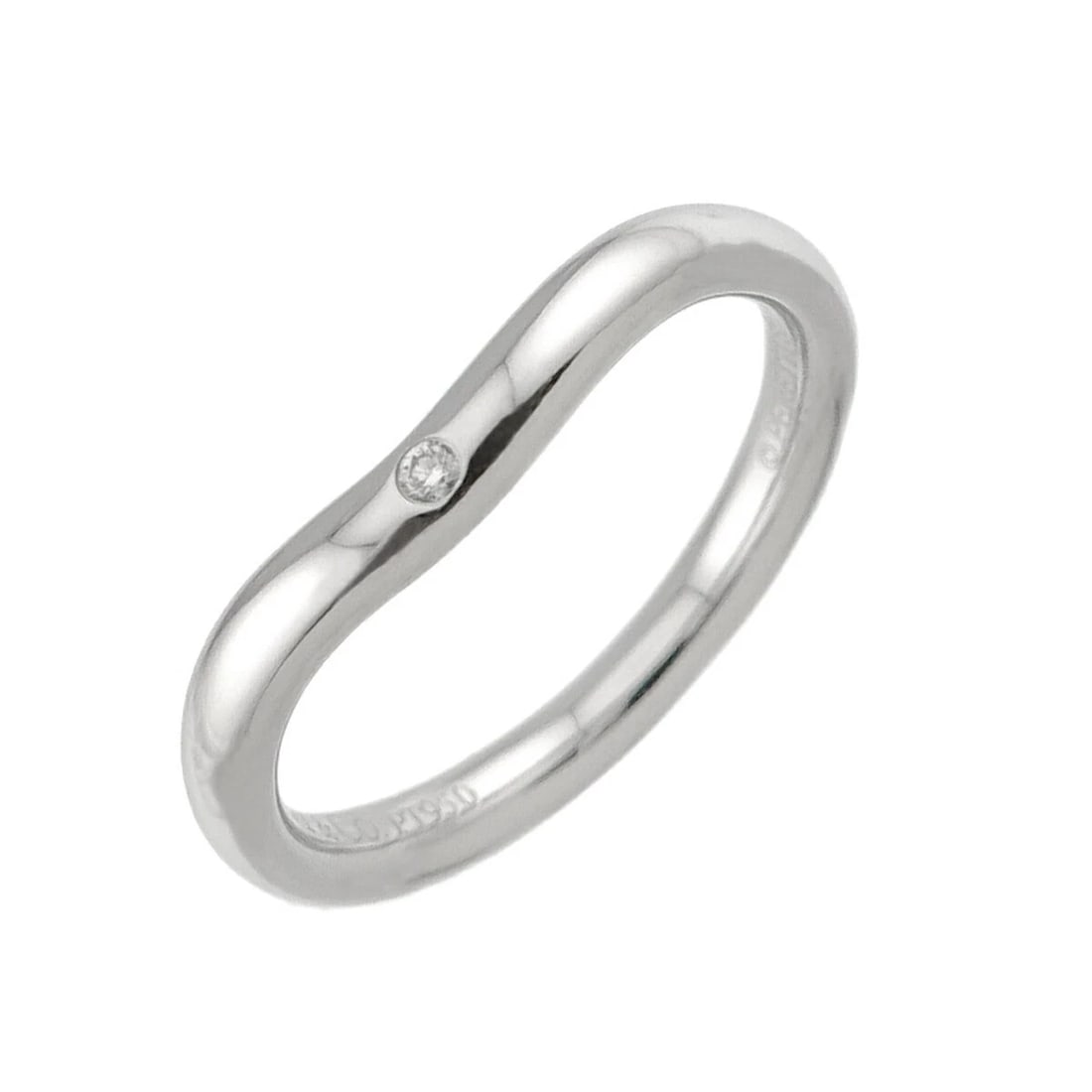 TIFFANY CO. CURVED BAND DIAMOND RING PLATINUM: TIFFANY Co. Curved Band Diamond Ring Platinum Brand: TIFFANY Co. Type/Style: Ring Material: PT950, Main Stone Natural Color: Platinum Size: 3.25(US) Accessories: None Accessories Notice: When