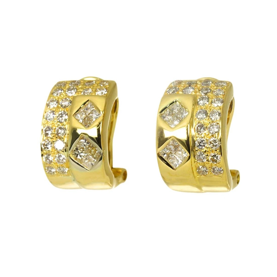 DIAMOND EARRINGS PIERCED YG 750: Diamond Earrings Pierced YG 750 Brand: Unbranded Type/Style: Earrings Pierced Material: 750 Yellow Gold, Color: Yellow Gold Size: W 8.7 x H 14.5mm Accessories: None Accessories Notice: Whe