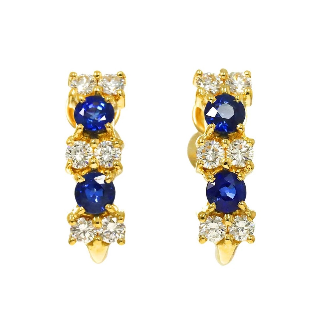 MIKIMOTO SAPPHIRE DIAMON EARRINGS: MIKIMOTO Sapphire Diamon Earrings Brand: MIKIMOTO Type/Style: Earrings Material: 750 Yellow Gold, Main Stone Sapphire Color: Yellow Gold Size: W5.2 x H17mm Accessories: None Accessories Notice: When