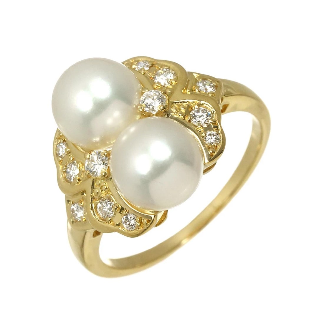 MIKIMOTO AKOYA PEARL DIAMOND RING: MIKIMOTO Akoya Pearl Diamond Ring Brand: MIKIMOTO Type/Style: Ring Material: 750 Yellow Gold, Color: Yellow Gold Size: 7.5(US) Accessories: None Accessories Notice: When purchasing pre-own