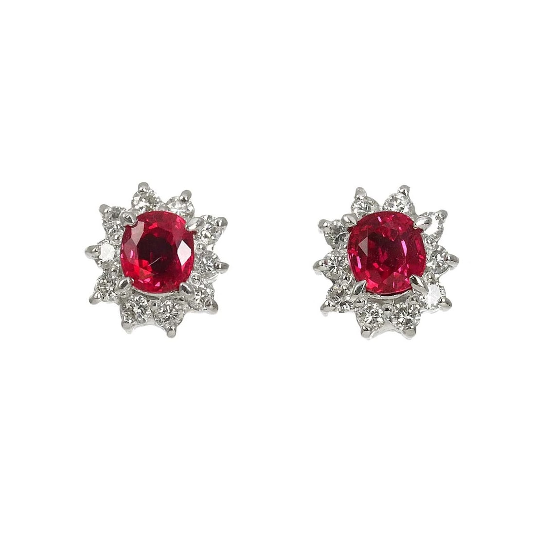 RUBY DIAMOND EARRINGS PIERCED PT: Ruby Diamond Earrings Pierced Pt Brand: Unbranded Type/Style: Earrings Pierced Material: Pt850, Main Stone Ruby Color: Platinum Size: W 7.9 x H 8.1mm Accessories: None Accessories Notice: When