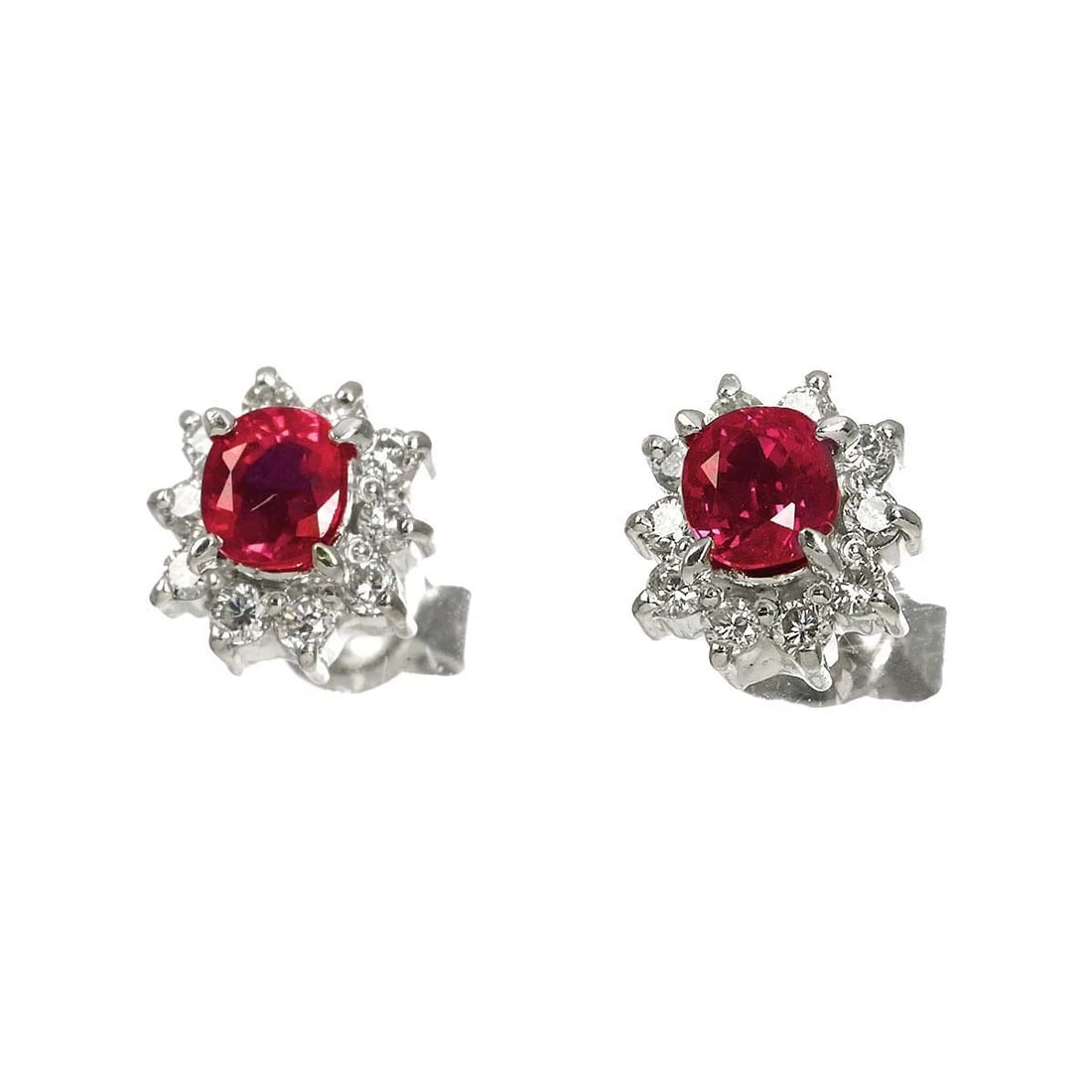 RUBY DIAMOND EARRINGS PIERCED PT - 2