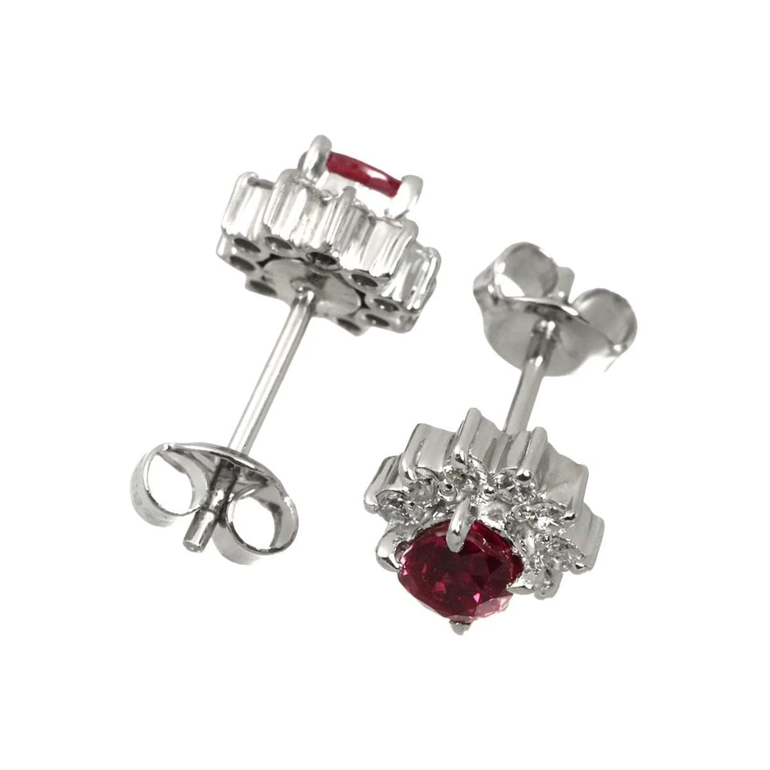 RUBY DIAMOND EARRINGS PIERCED PT - 3