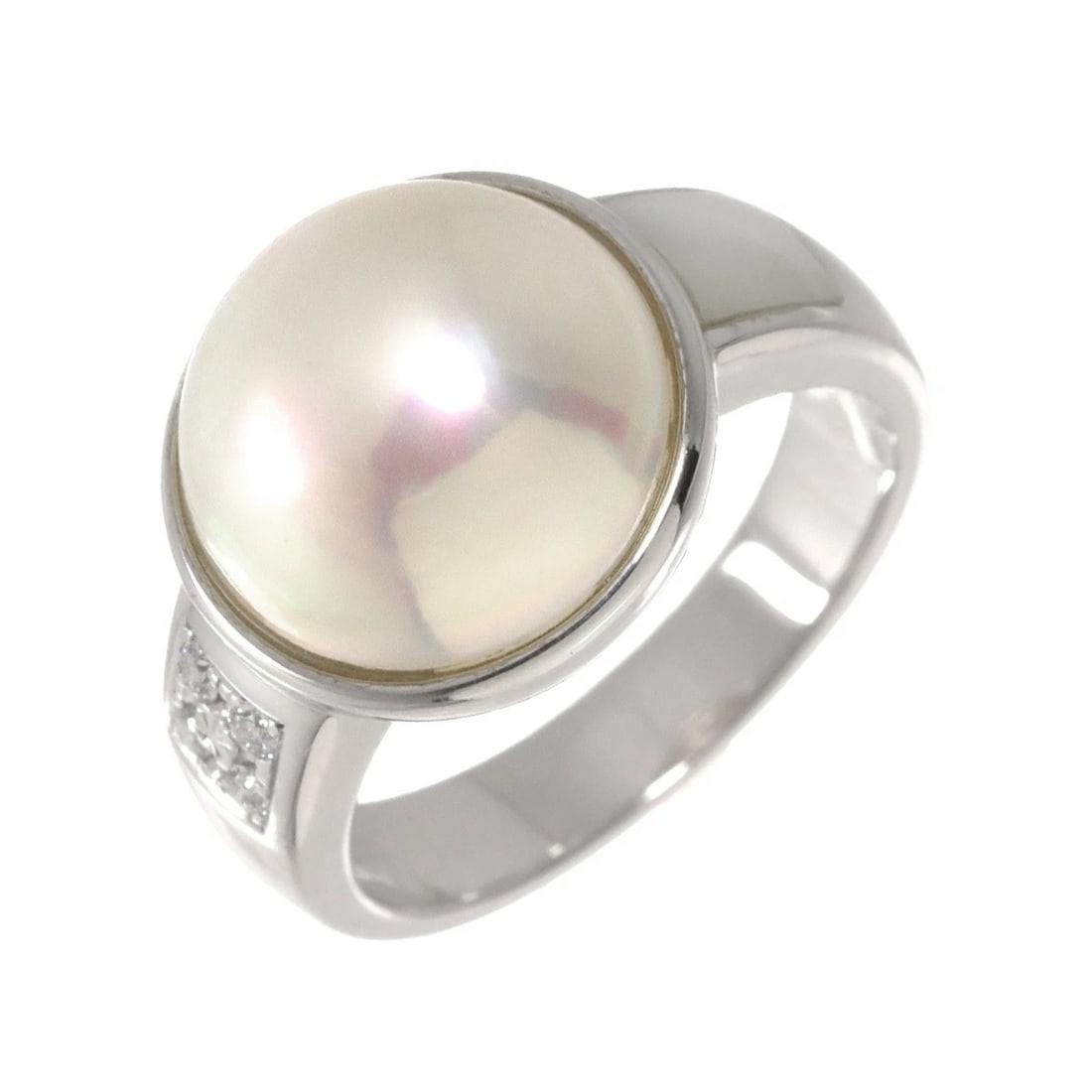 TASAKI MABE PEARL DIAMOND MOP RING WG 750: TASAKI Mabe Pearl Diamond MOP Ring WG 750 Brand: TASAKI Type/Style: Ring Material: 750 White Gold, Color: White Gold Size: 6-6.25(US) Accessories: None Accessories Notice: When purchasing pre-owned