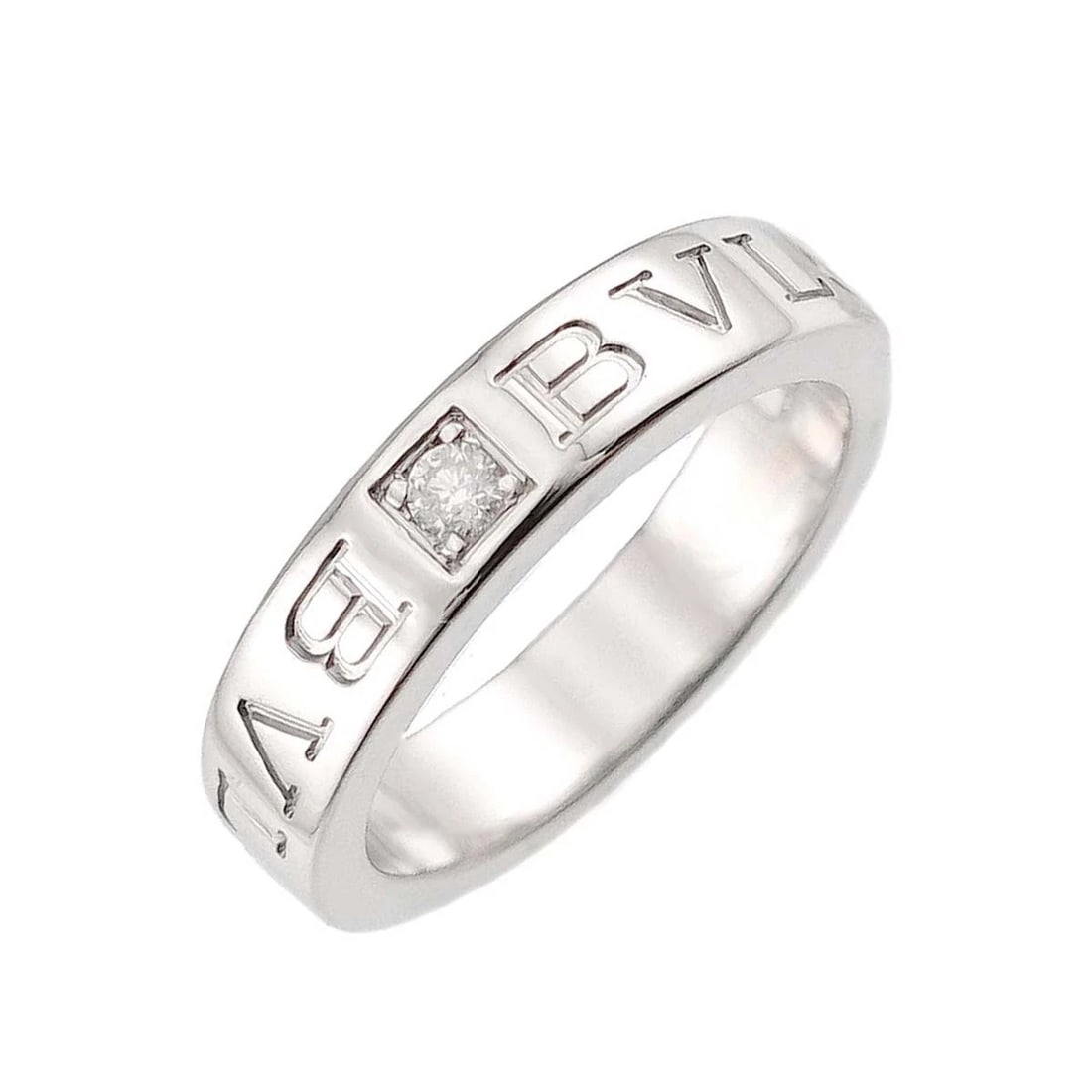 BVLGARI DOUBLE LOGO DIAMOND RING WHITE GOLD 750: BVLGARI Double Logo Diamond Ring White Gold 750 Brand: BVLGARI Type/Style: Ring Material: 750 White Gold, Main Stone Natural Color: White Gold Size: 4-4.5(US) Accessories: None Accessories