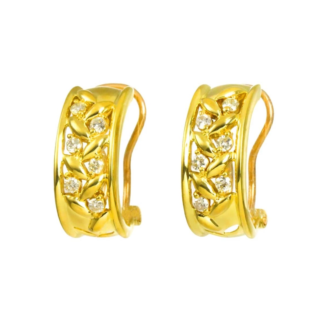 DIAMOND EARRINGS PIERCED CLIP: Diamond Earrings Pierced Clip Brand: Unbranded Type/Style: Earrings Pierced Material: 750 Yellow Gold, Main Stone Natural Color: Yellow Gold Size: W 7.2 x H 16.8mm Accessories: None Access