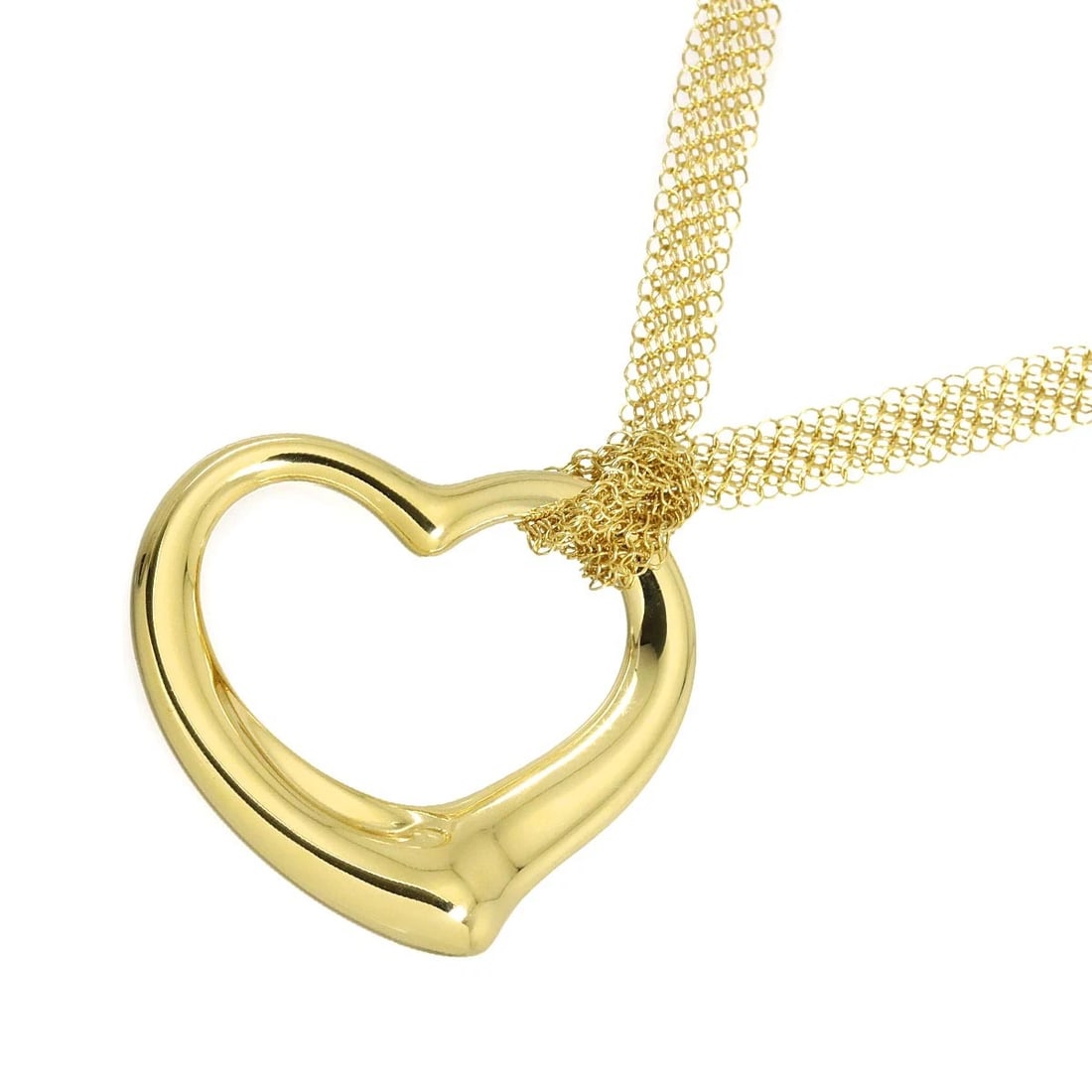 TIFFANY CO. OPEN HEART LONG NECKLACE: TIFFANY Co. Open Heart Long Necklace Brand: TIFFANY Co. Type/Style: Necklace Material: 750 Yellow Gold, Color: Yellow Gold Size: internal circumference of the chain:29.1inch Top Charm(max):W 35x H 33.