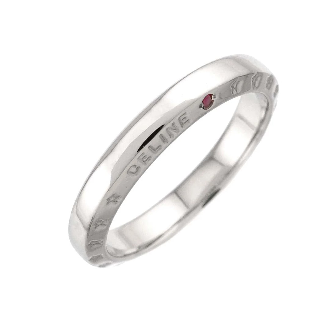 CELINE RUBY RING PT PLATINUM: CELINE Ruby Ring Pt Platinum Brand: CELINE Type/Style: Ring Material: Pt900, Main Stone Ruby Color: Platinum Size: 4.75-5(US) Accessories: None Accessories Notice: When purchasing pre-owne