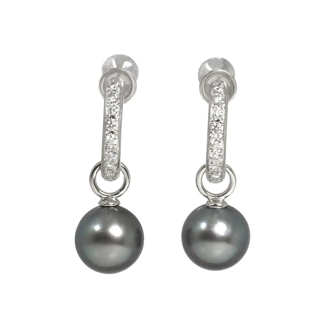 MIKIMOTO PEARL DIAMOND EARRINGS CLIP: MIKIMOTO Pearl Diamond Earrings Clip Brand: MIKIMOTO Type/Style: Earrings Material: 750 White Gold, Color: White Gold Size: W9.1 x H26.7mm Accessories: None Accessories Notice: When purcha