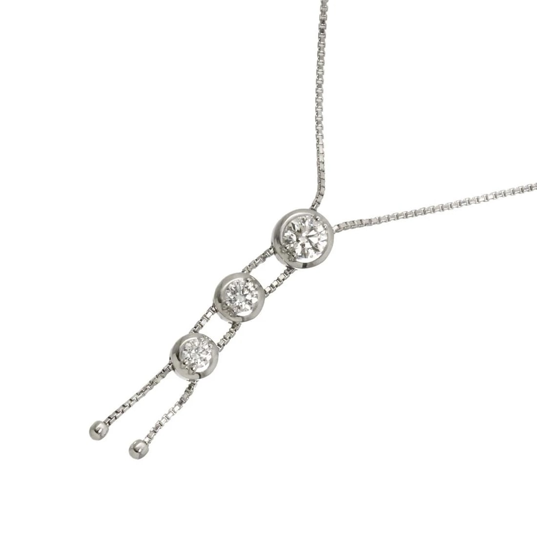 TASAKI TRILOGY DIAMOND NECKLACE: TASAKI Trilogy Diamond Necklace Brand: TASAKI Type/Style: Necklace Material: 750 White Gold, Main Stone Natural Color: White Gold Size: internal circumference of the chain:20.1inch(Adjustable) Top Cha
