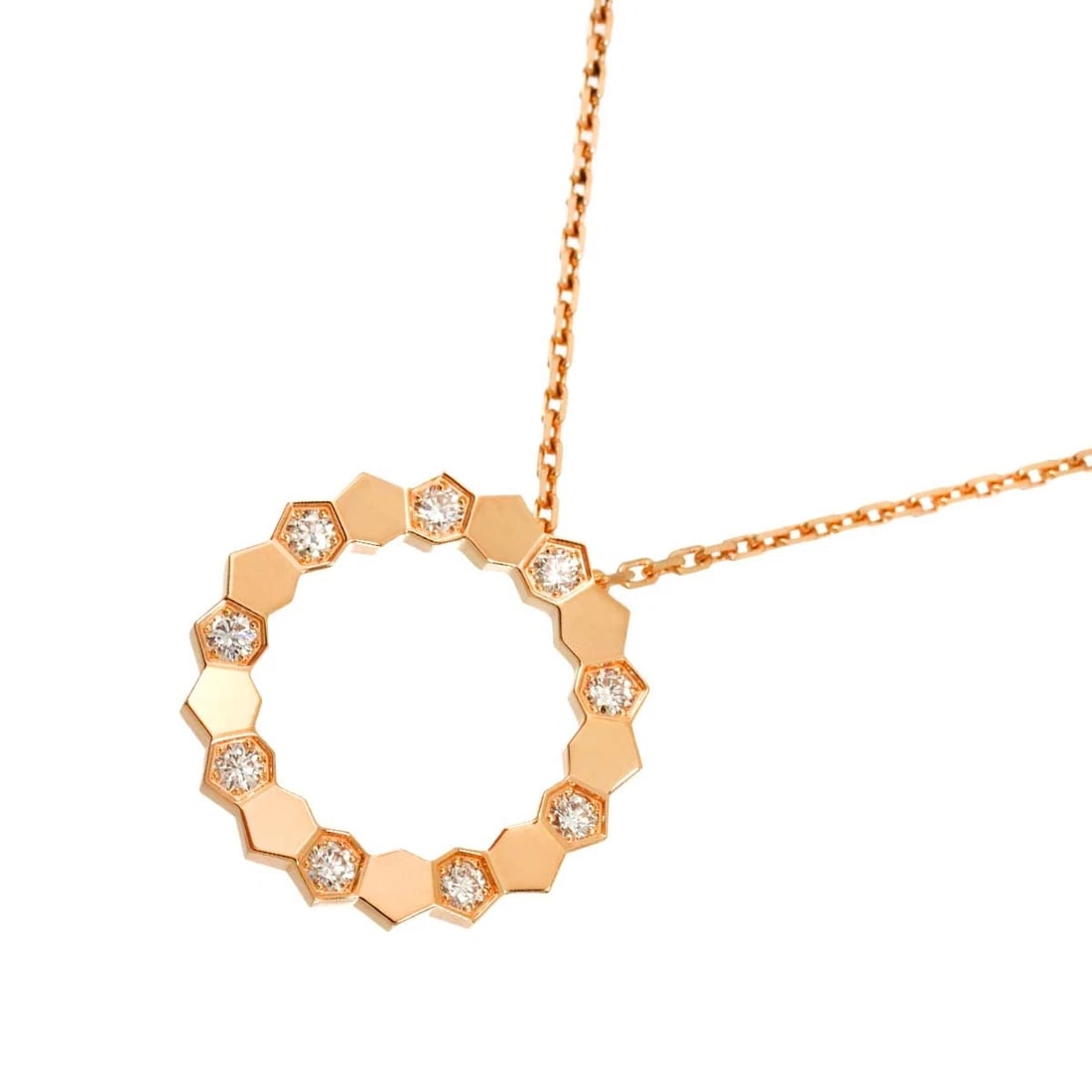 CHAUMET BEE DIAMOND NECKLACE 18K PINK GOLD: CHAUMET Bee Diamond Necklace 18K Pink Gold Brand: CHAUMET Type/Style: Necklace Material: 750 Pink Gold, Main Stone Natural Color: Pink Gold Size: internal circumference of the chain:21.7inch - 17.7inc