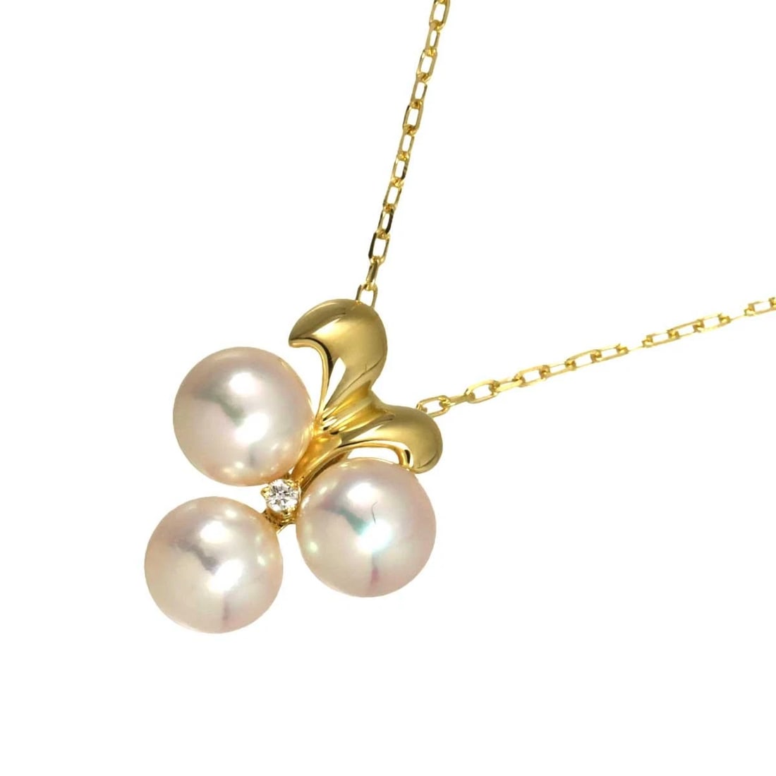 MIKIMOTO AKOYA PEARL DIAMOND NECKLACE: MIKIMOTO Akoya Pearl Diamond Necklace Brand: MIKIMOTO Type/Style: Necklace Material: 750 Yellow Gold, Color: Yellow Gold Size: internal circumference of the chain: 15inch Top Charm(max):W 13.3 x