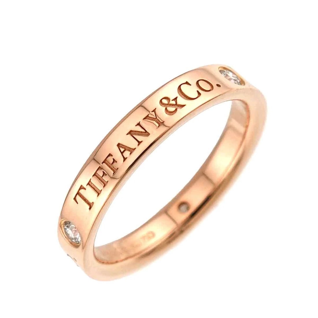 TIFFANY CO. DIAMOND RING PINK GOLD 750: Tiffany Co. Diamond Ring Pink Gold 750 Brand: Tiffany Co. Type/Style: Ring Material: 750 Pink Gold, Main Stone Natural Color: Pink Gold Size: 4.75-5(US) Accessories: None Accessories Notic