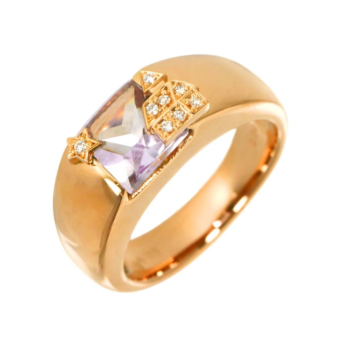 PONTE VECCHIO AMETHYST DIAMOND RING PG 750: Ponte Vecchio Amethyst Diamond Ring PG 750 Brand: Ponte Vecchio Type/Style: Ring Material: 750 Pink Gold, Color: Pink Gold Size: 6(US) Accessories: None Accessories Notice: When purchasing pre-owned