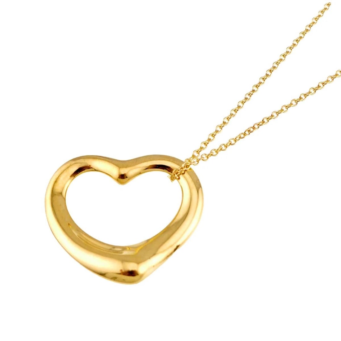 TIFFANY CO. OPEN HEART NECKLACE 750 YELLOW GOLD: TIFFANY Co. Open Heart Necklace 750 Yellow Gold Brand: TIFFANY Co. Type/Style: Necklace Material: 750 Yellow Gold, Color: Yellow Gold Size: internal circumference of the chain:15.7inch Top Charm(max):