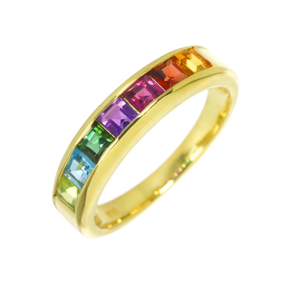 MULTI STONE RING YG 750: Multi Stone Ring YG 750 Brand: Unbranded Type/Style: Ring Material: 750 Yellow Gold, Color: Gold Size: 7.25(US) Accessories: None Accessories Notice: When purchasing pre-owned goods, please refer to