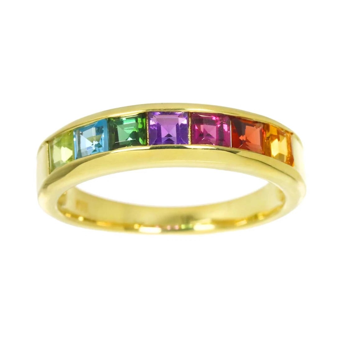 MULTI STONE RING YG 750 - 2