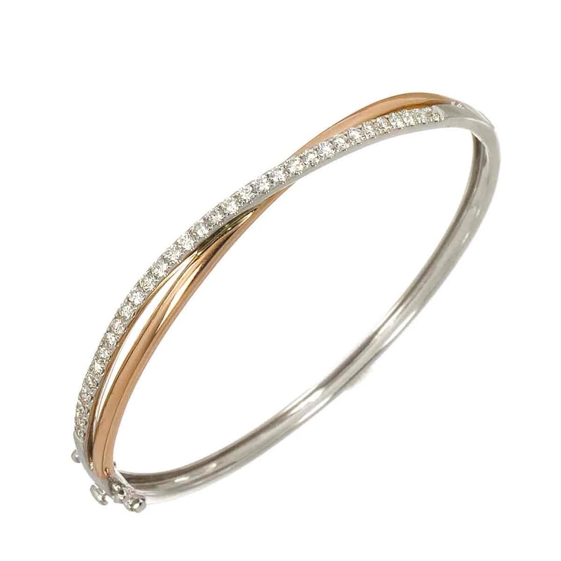 DIAMOND BRACELET WHITE PINK GOLD 750: Diamond Bracelet White Pink Gold 750 Brand: Unbranded Type/Style: Bracelet Material: 750 White ,Pink Gold, Color: White Gold Size: Length:apporox.6.7inchThickness:4.7mm Accessories: None Accessories