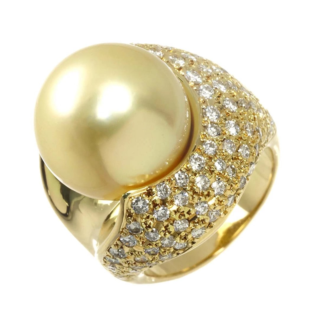 CHIHO TAMIYA SOUTH SEA PEARL DIAMOND RING YG 750 (1 of 5)