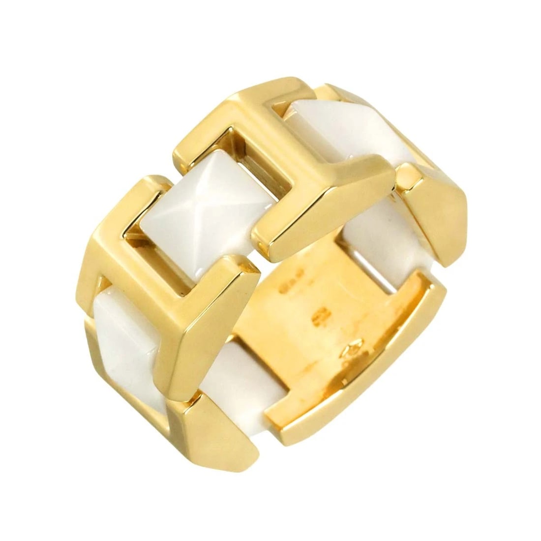 VERSACE RING CERAMIC YG 750: VERSACE Ring Ceramic YG 750 Brand: VERSACE Type/Style: Ring Material: 750 Yellow Gold White Ceramic, Color: Gold Size: 6.25-6.5(US) Accessories: None Accessories Notice: When purchasing pre-owned