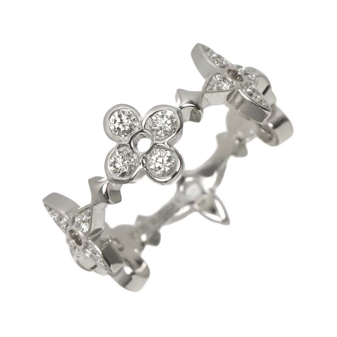 LOUIS VUITTON DIAMOND RING WG 750: LOUIS VUITTON Diamond Ring WG 750 Brand: LOUIS VUITTON Type/Style: Ring Material: 750 White Gold, Main Stone Natural Color: White Gold Size: 5.25(US) Accessories: None Accessories Notice: When