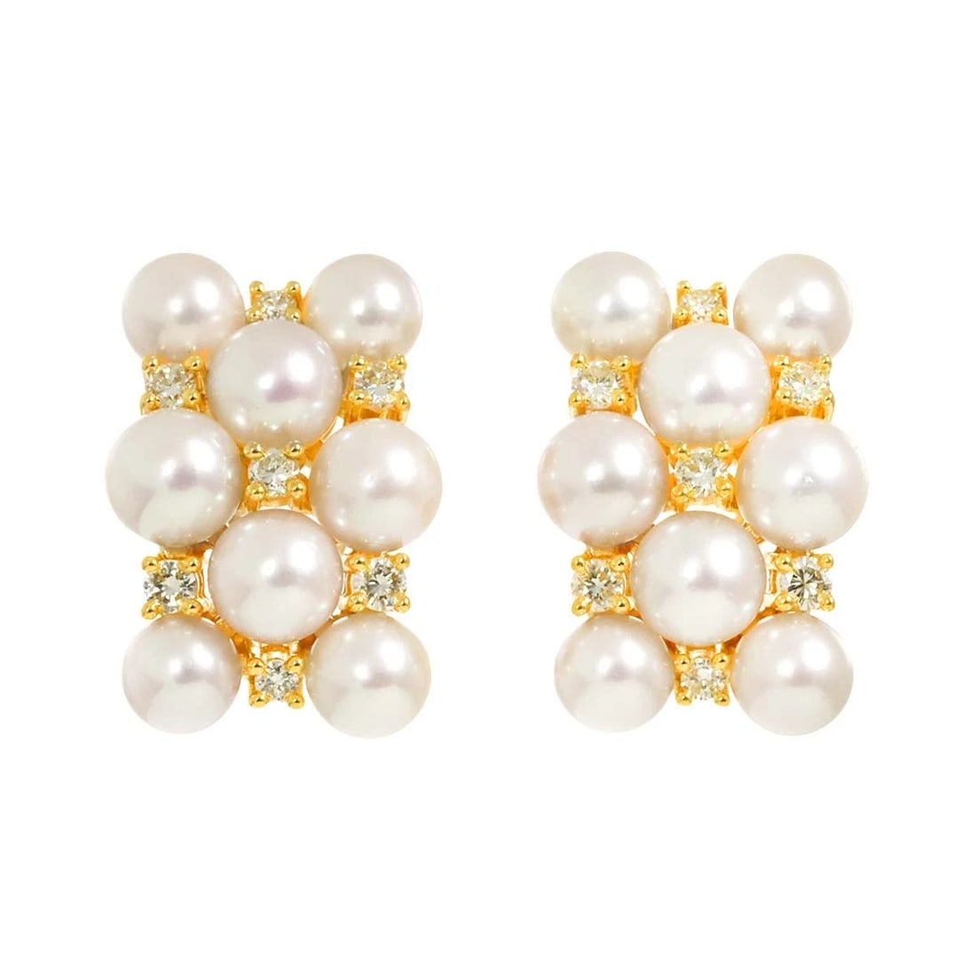 TASAKI BABY PEARL DIAMOND EARRINGS CLIP ON: TASAKI Baby Pearl Diamond Earrings Clip on Brand: TASAKI Type/Style: Earrings Material: 750 Yellow Gold, Color: Gold Size: W11.7 x H17.6mm Accessories: None Accessories Notice: When purchasing