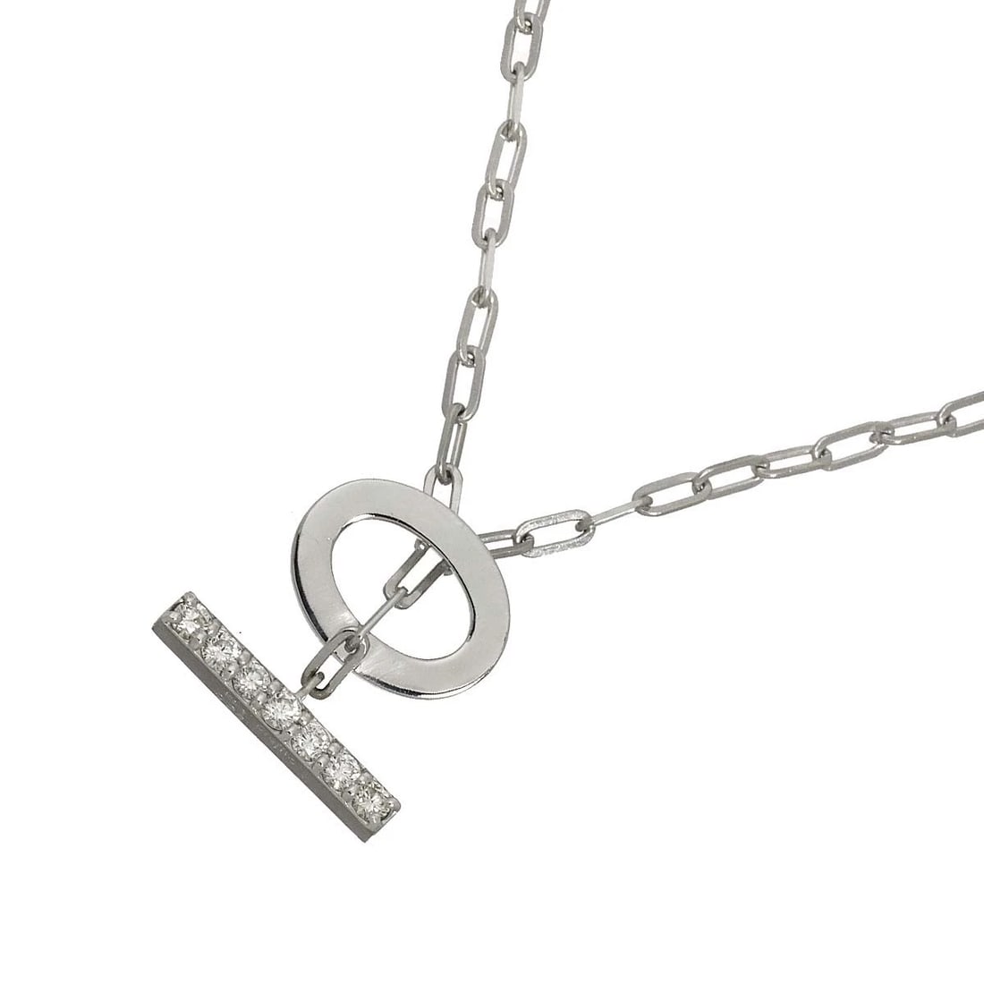 DIAMOND NECKLACE WHITE GOLD 750: Diamond Necklace White Gold 750 Brand: Unbranded Type/Style: Necklace Material: 750 White Gold, Main Stone Natural Color: White Gold Size: internal circumference of the chain:15.4inch Top Charm(max):W