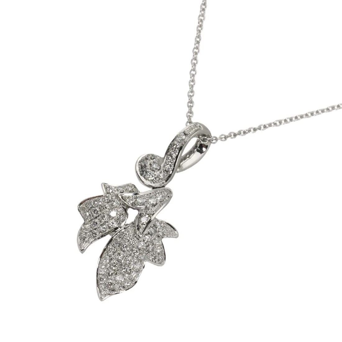DIAMOND NECKLACE WHITE GOLD 750: Diamond Necklace White Gold 750 Brand: Unbranded Type/Style: Necklace Material: 750 White Gold, Color: White Gold Size: internal circumference of the chain:15.7-14.6inch Top Charm(max):W 13.7 x H