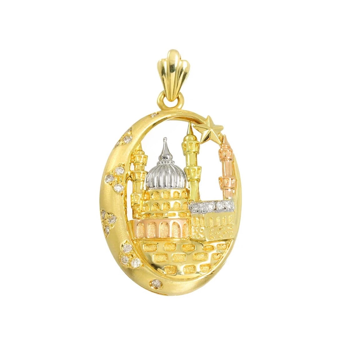 MOONSTONE PENDANT YELLOW WHITE PINK GOLD 750: moonstone Pendant Yellow White Pink Gold 750 Brand: Unbranded Type/Style: Pendant Material: 750 Yellow White Pink Gold, Color: Yellow Gold Size: W 22.5 x H 40.8mm Thickness:4.8mm bail:(inside dimensio