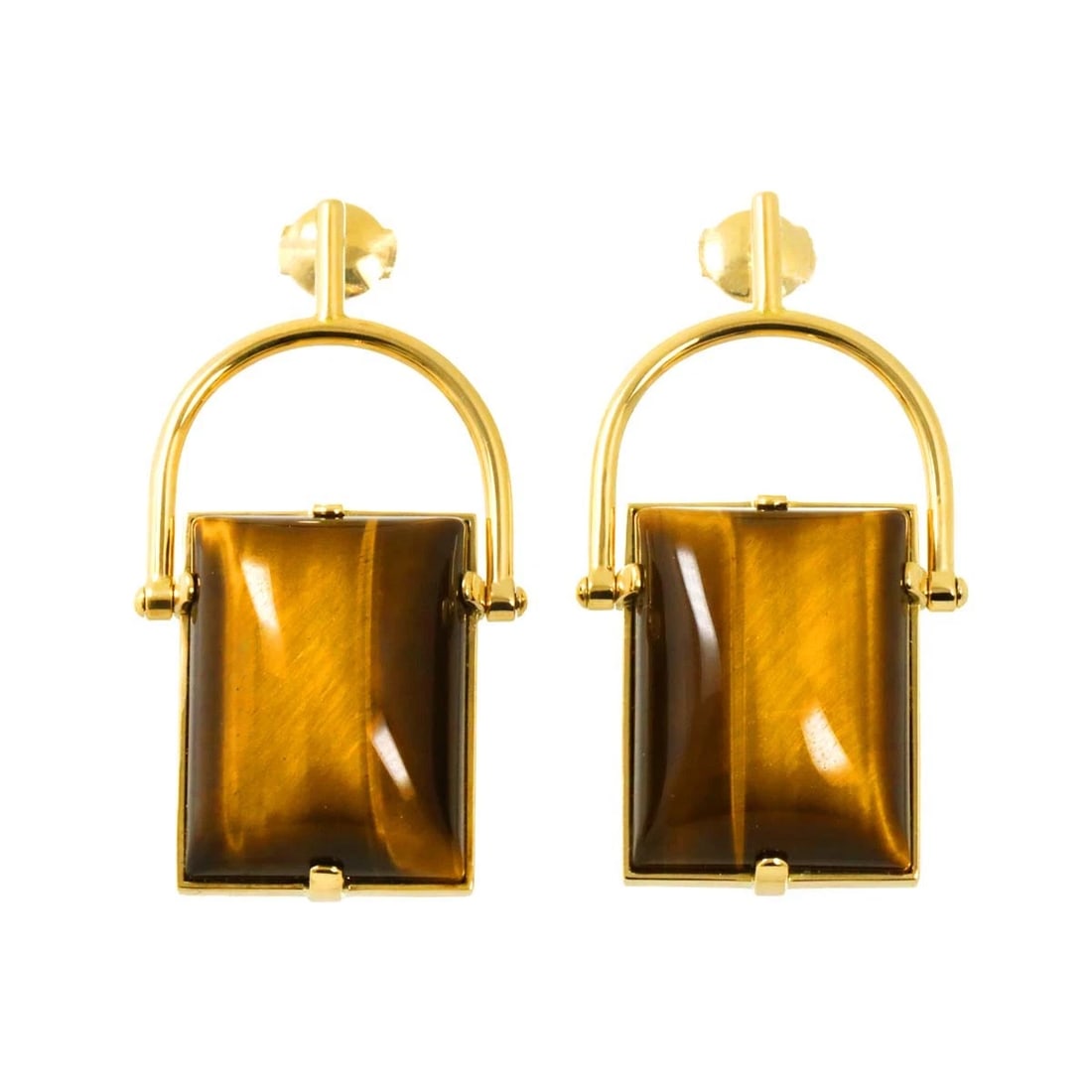 LOUIS VUITTON TIGERS EYE EARRINGS PIERCED: LOUIS VUITTON Tigers Eye Earrings Pierced Brand: LOUIS VUITTON Type/Style: Earrings Material: 750 Yellow Gold Tigers Eye, Color: Yellow Gold Size: W 21.5 x H 39.5mm Accessories: None Acces