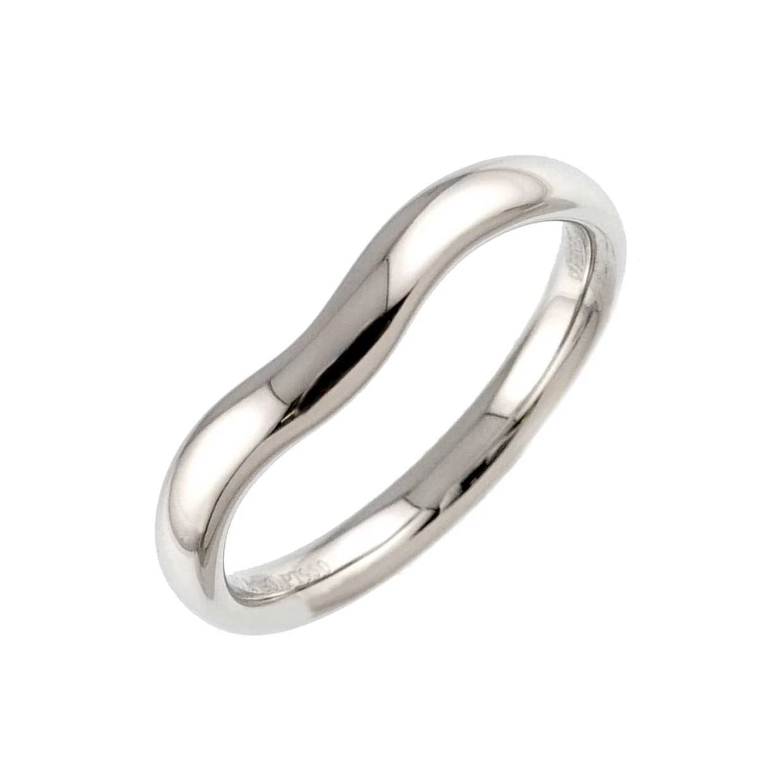 TIFFANY CO. WIDE CURVED BAND RING PLATINUM: TIFFANY Co. Wide Curved Band Ring Platinum Brand: TIFFANY Co. Type/Style: Ring Material: PT950, Color: Platinum Size: 7.25-7.5(US) Accessories: None Accessories Notice: When purchasing pre