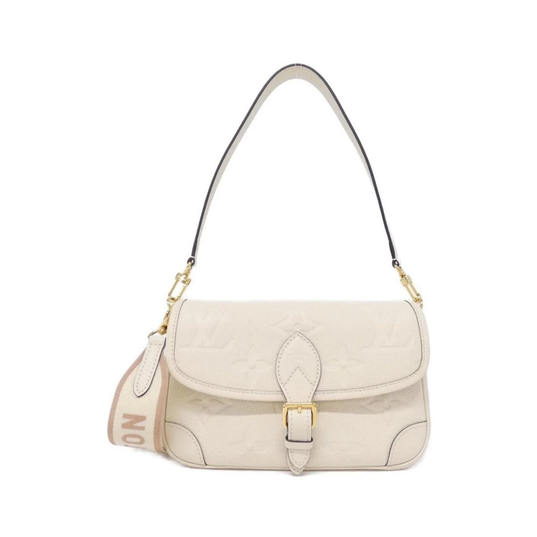 LOUIS VUITTON MONOGRAM EMPREINTE DIANE SHOULDER BAG PURSE HANDBAG: Louis Vuitton Monogram Empreinte Diane Shoulder Bag Purse Handbag Brand: Louis Vuitton Type/Style: Shoulder Bag Material: Monogram Empreinte Leather Color: Cream Size: Approximately 25 cm (Width) x