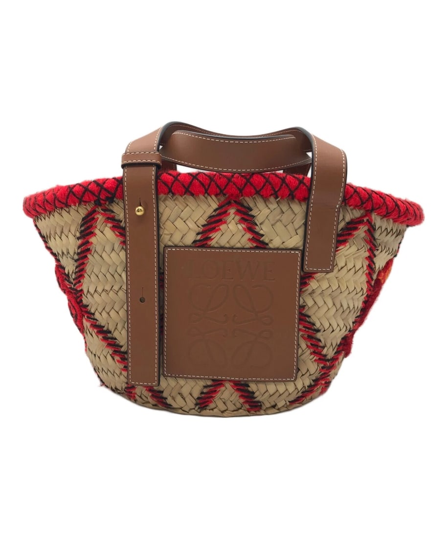 LOEWE RUSTIC CARRYALL WILLIAM DE MORGAN BASKET BAG COLOR RED BEIGE: LOEWE Rustic Carryall William de Morgan Basket Bag Color Red Beige Brand: Loewe Type/Style: Basket Bag Material: None Color: Red ? Beige Size: Height: approx. 8.1 in (20.5 cm) Width: approx. 16.3 in