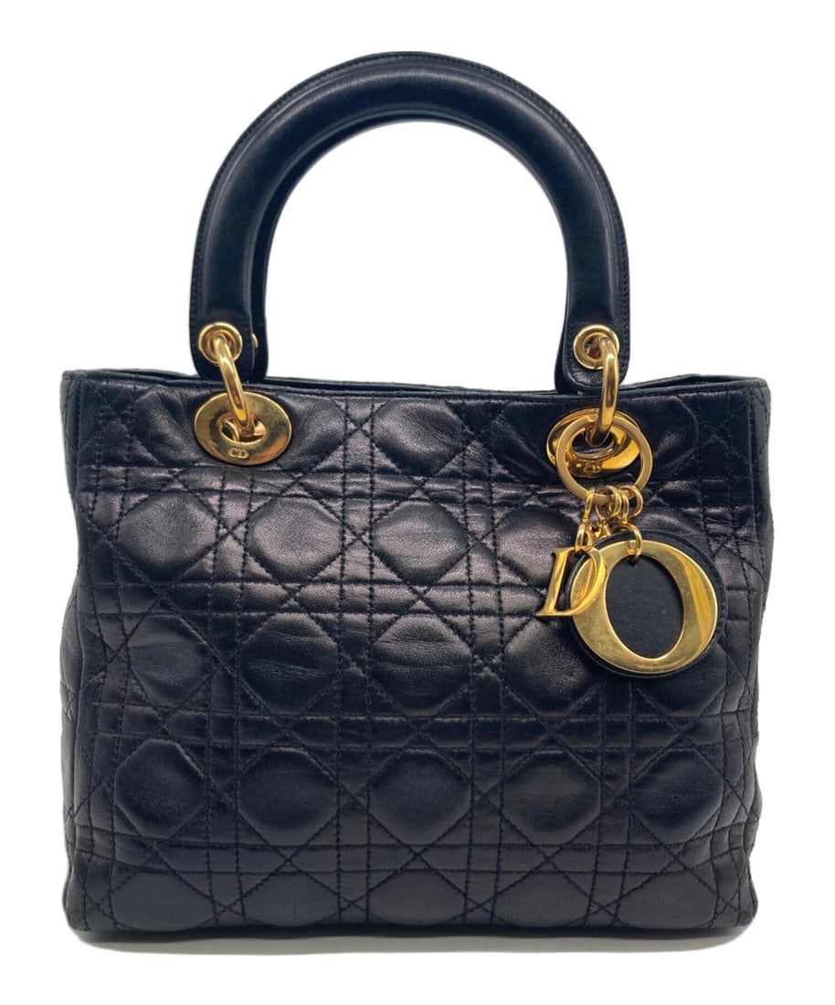 CHRISTIAN DIOR HANDBAG LAMBSKIN: Christian Dior Handbag Lambskin Brand: Dior Type/Style: Handbag Material: Lambskin Color: Black Size: Height: approx. 18 cm ? 7.1 inches Width: approx. 25 cm ? 9.8 inches Depth (Gusset): approx. 13 cm