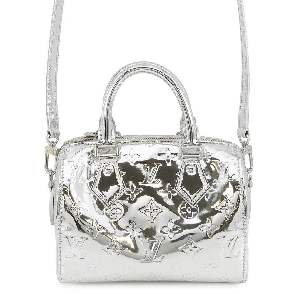 LOUIS VUITTON MONOGRAM MIROIR SPEEDY BANDOULIERE 20 2WAY SHOULDER BAG: LOUIS VUITTON Monogram Miroir Speedy Bandouliere 20 2WAY Shoulder Bag Brand: Louis Vuitton Type/Style: Satchel/Top Handle Bag Material: Monogram Miroir Color: Silver Size: W20cm x H14.5cm x D11cm (app