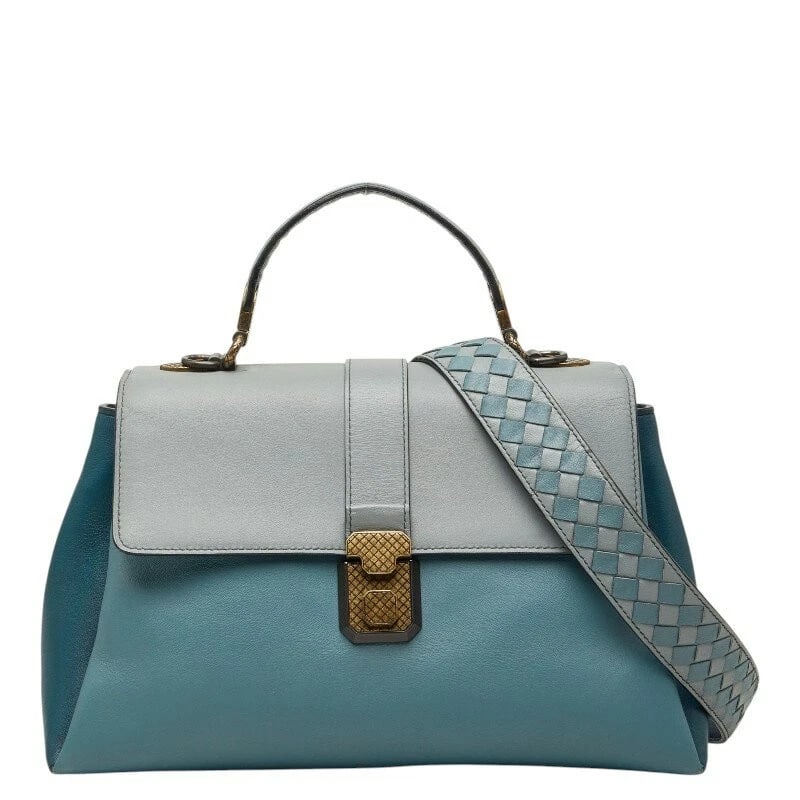 BOTTEGA VENETA PIAZZA LIGHT BLUE LEATHER 2WAY HANDBAG: Bottega Veneta Piazza Light Blue Leather 2Way Handbag Brand: Bottega Veneta Type/Style: Satchel/Top Handle Bag Material: Leather Color: Light Blue Size: Approximately W 30cm x H 20cm x D 13cm Acce
