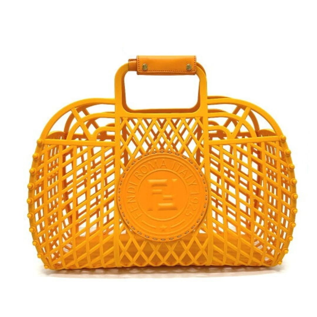 FENDI BUCKET ORANGE PLASTIC LEATHER TOTE SHOULDER HANDBAG: Fendi Bucket Orange Plastic Leather Tote Shoulder Handbag Brand: Fendi Type/Style: Tote Material: Plastic / Leather Color: Orange Size: W38.5cm x H27.5cm x D15cm (W15.16inch x H10.83inch x D5.91inch)