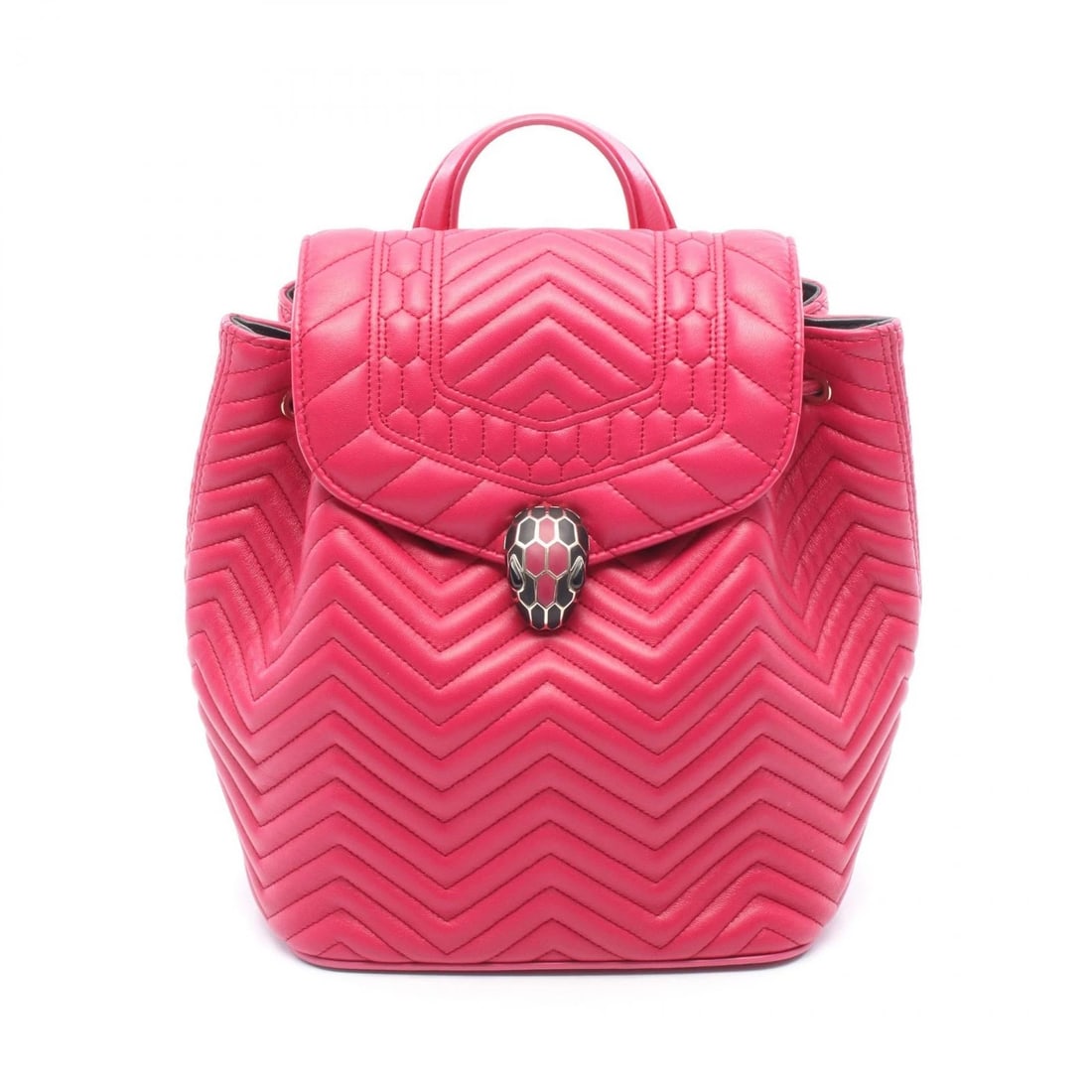BVLGARI SERPENTI FOREVER PINK LAMBSKIN LEATHER BACKPACK: Bvlgari Serpenti Forever Pink Lambskin Leather Backpack Brand: Bvlgari Type/Style: Backpack Material: Lambskin Leather Color: Pink Size: W approx. 19cm x H approx. 26cm x D approx. 13cm Accessories: