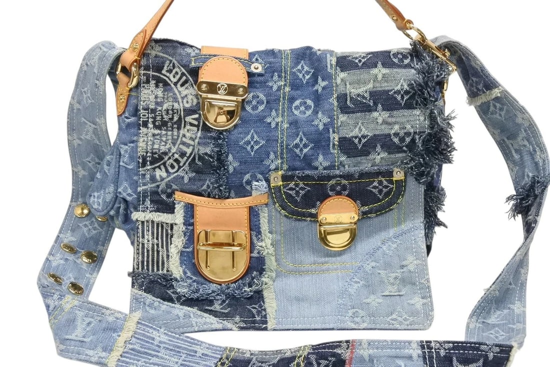 LOUIS VUITTON PATCHWORK MONOGRAM DENIM POSTY MESSENGER SHOULDER BAG - 2