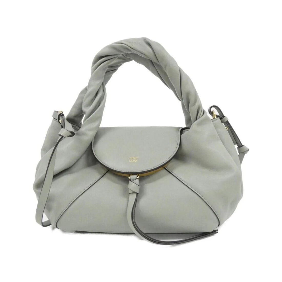 FENDI SPY LEATHER WOVEN HANDLE: FENDI Spy Leather Woven Handle Brand: Fendi Type/Style: Top Handle Bag Material: Calf Leather Color: Matcha Latte / Gold-tone Hardware Size: Width: 12.6 in (32 cm) Height: 7.1 in (18 cm) Depth: 3.9 in
