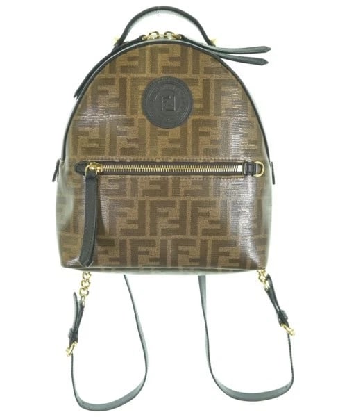 FENDI FF MONOGRAM CANVAS LEATHER BACKPACK: Fendi FF Monogram Canvas Leather Backpack Brand: Fendi Type/Style: Backpack Material: Canvas with Leather Accents Color: Brown (Zucca Pattern) Size: Approximately 11inch W x 14inch H x 5inch D