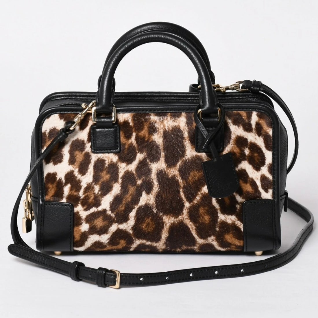 LOEWE AMAZONA 23 LEOPARD CALF HAIR LEATHER 2WAY SHOULDER BAG (1 of 3)
